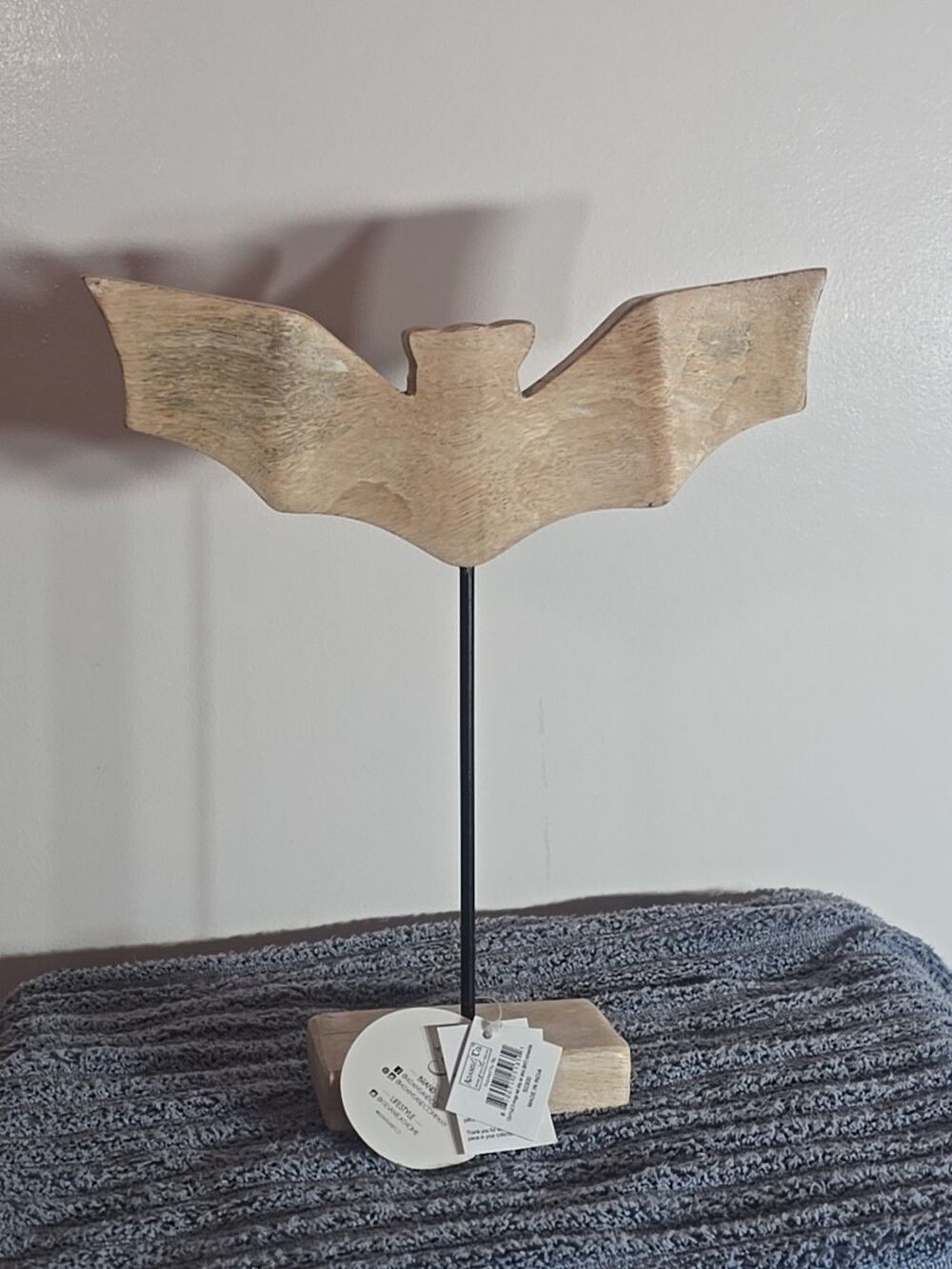 Adams&Co Wood Bat On Stand Halloween 12" Tall, 10" Wide